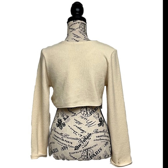 ZARA JEWEL RIBBED SWEATSHIRT CREAM CROPPED Y2k Retro Ethereal Balletcore Prep S - Picture 5 of 10